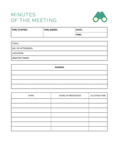 Free Trip Meeting Planner Template