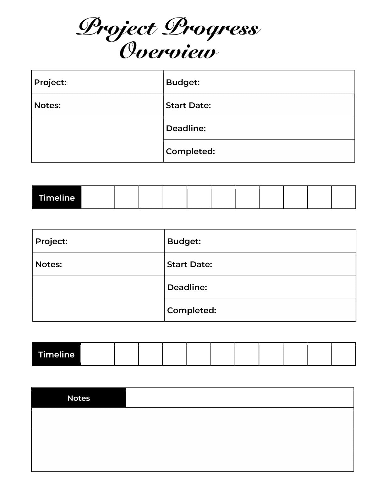 Free Elegant Project Planner Template