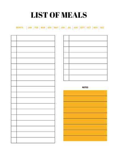 Free Monthly Meal Planner Template