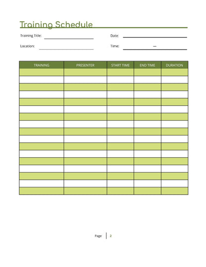 Free Staff Training Planner Template