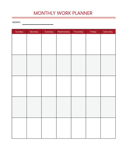 Free Monthly Work Planner Template