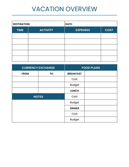 Free Employee Vacation Planner Template