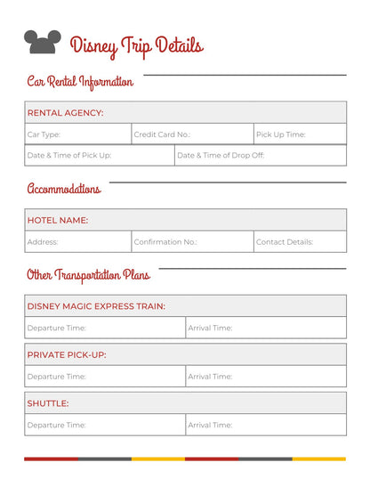 Free Disney Vacation Planner Template