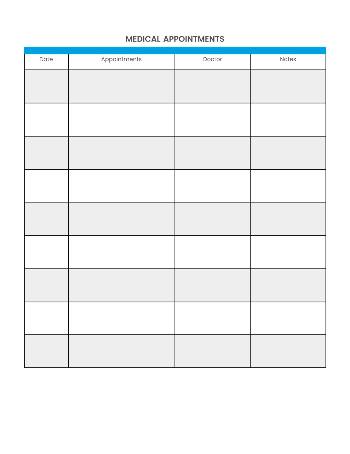 Free Medical Planner Template