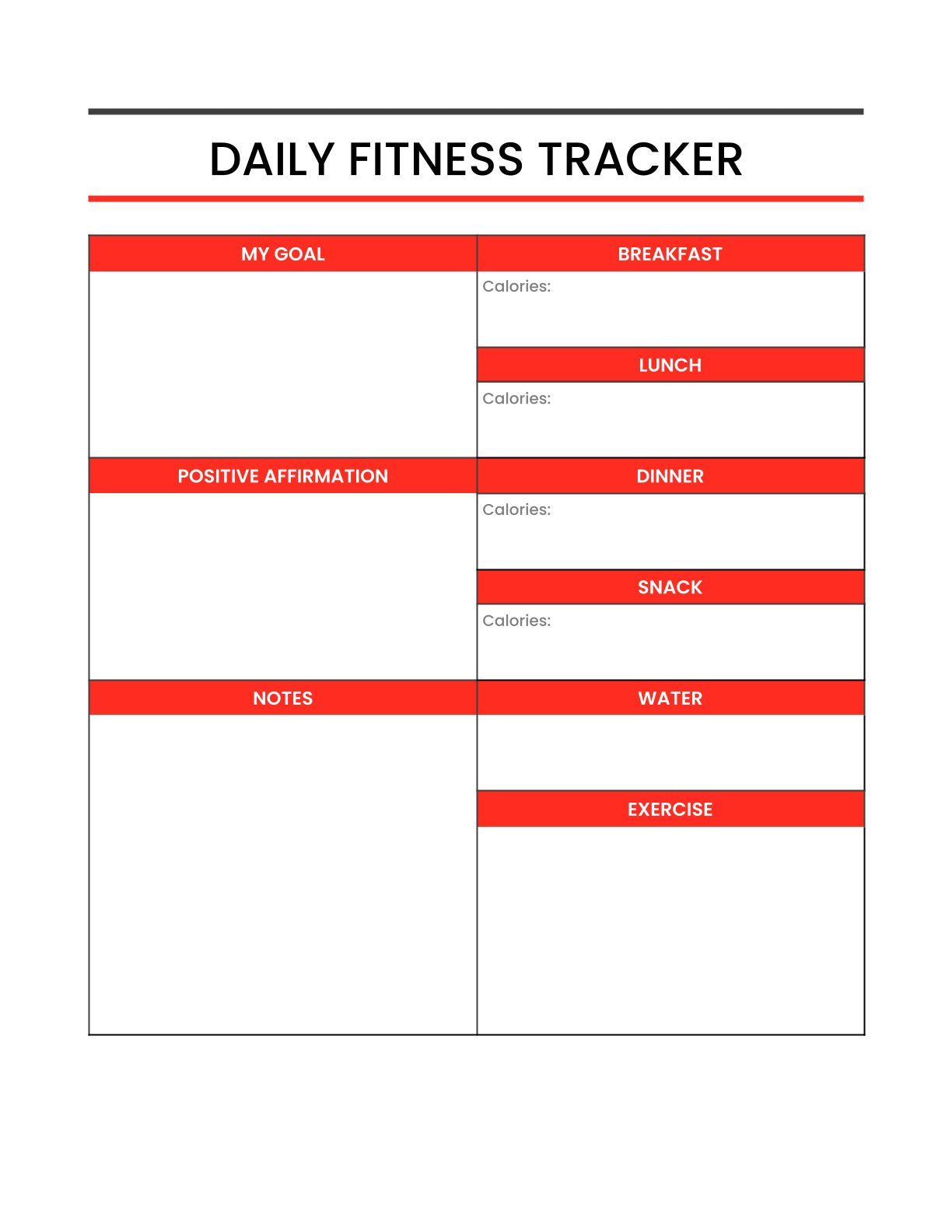 Free Printable Workout Planner Template