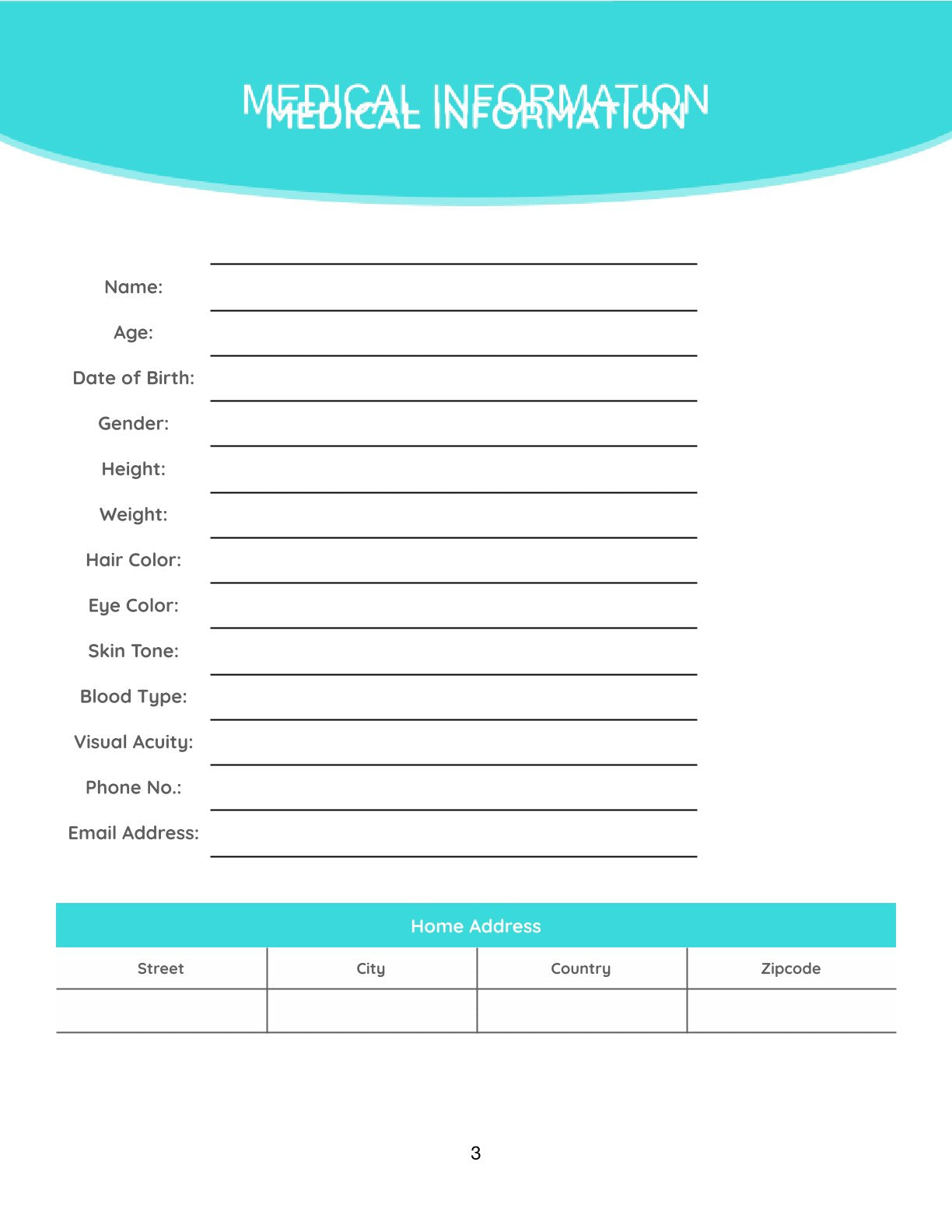 Free Medical Information Planner Template