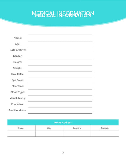 Free Medical Information Planner Template