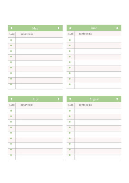 Free 12 Month Life Planner Template