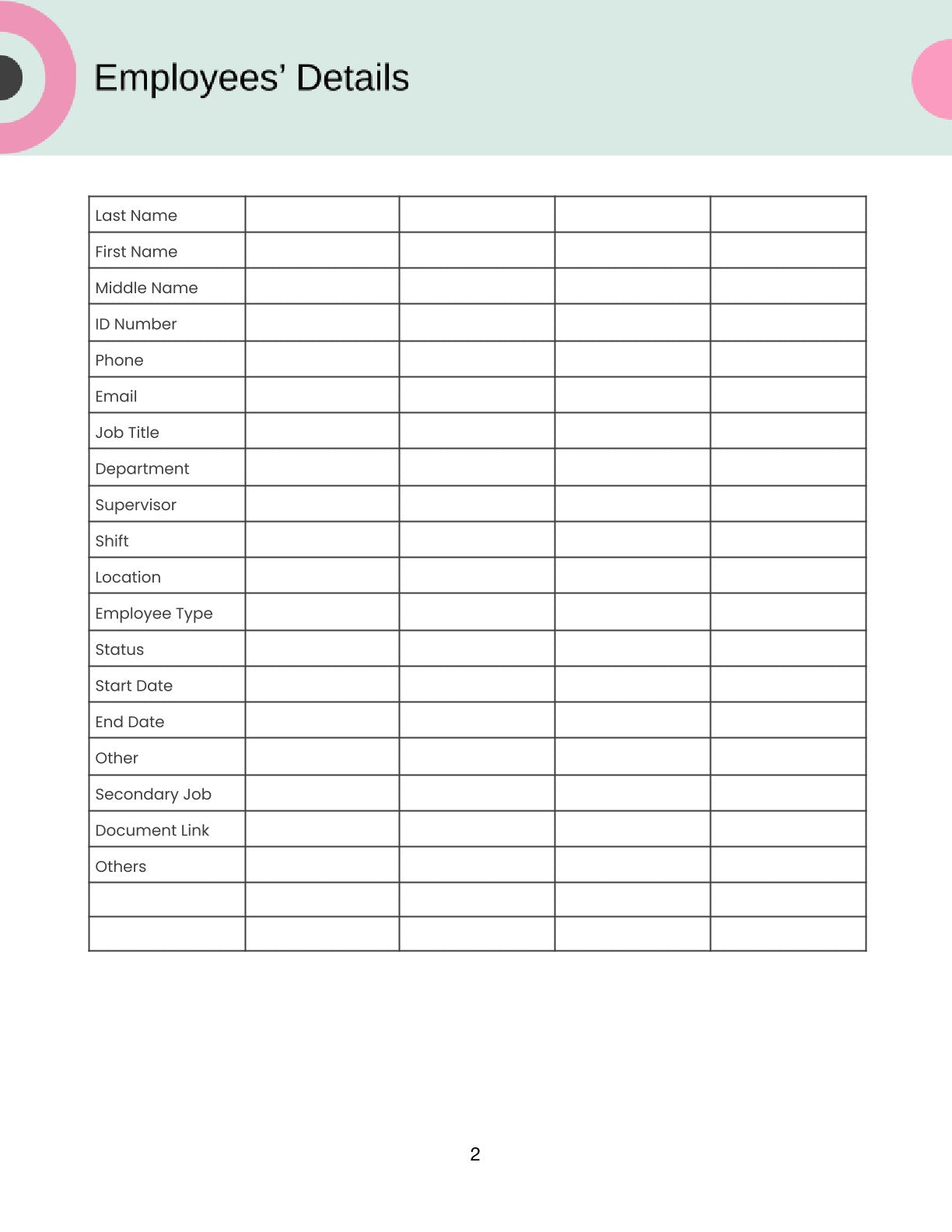 Free Employee Training Planner Template