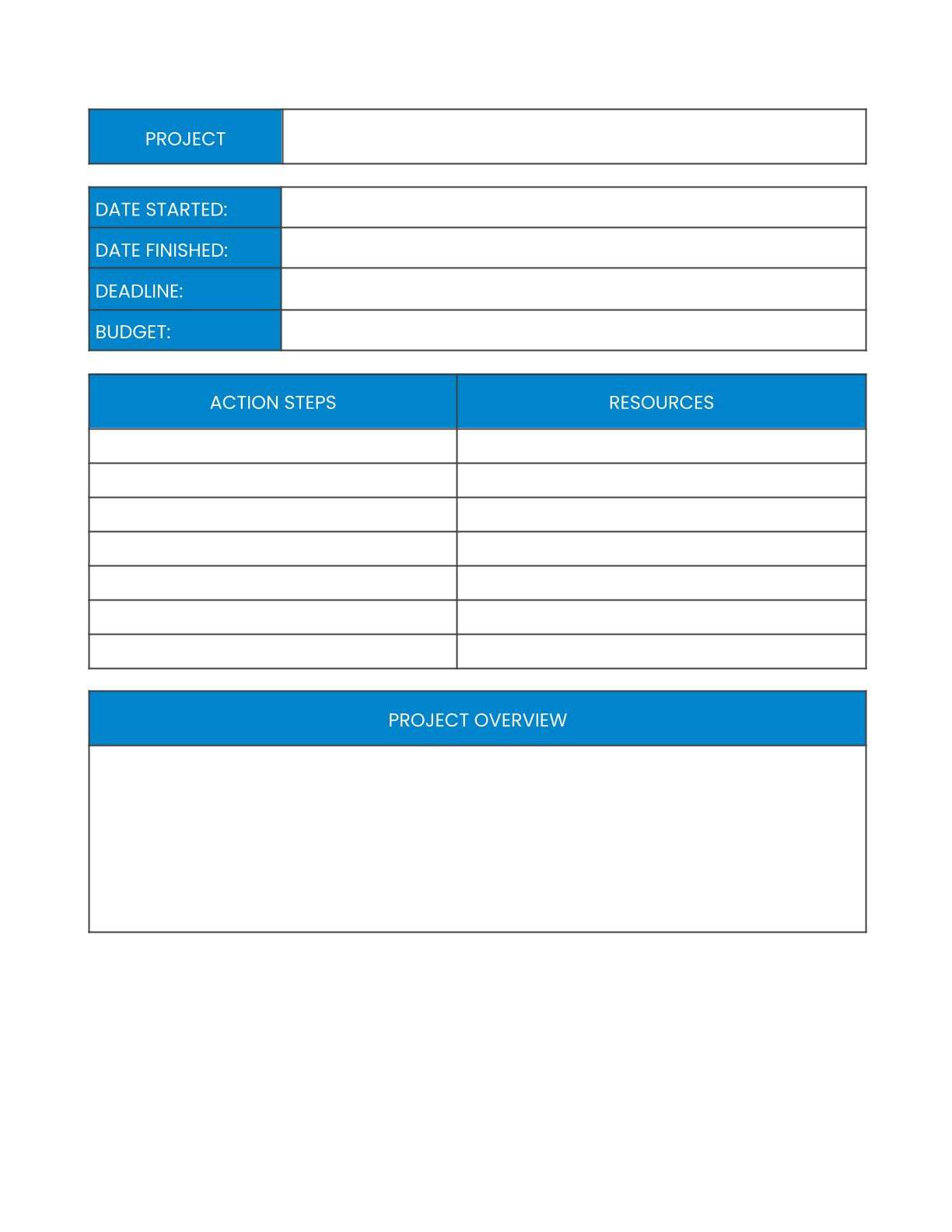 Free Project Management Planner Template