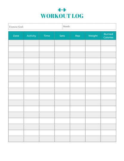 Free Exercise Workout Planner Template