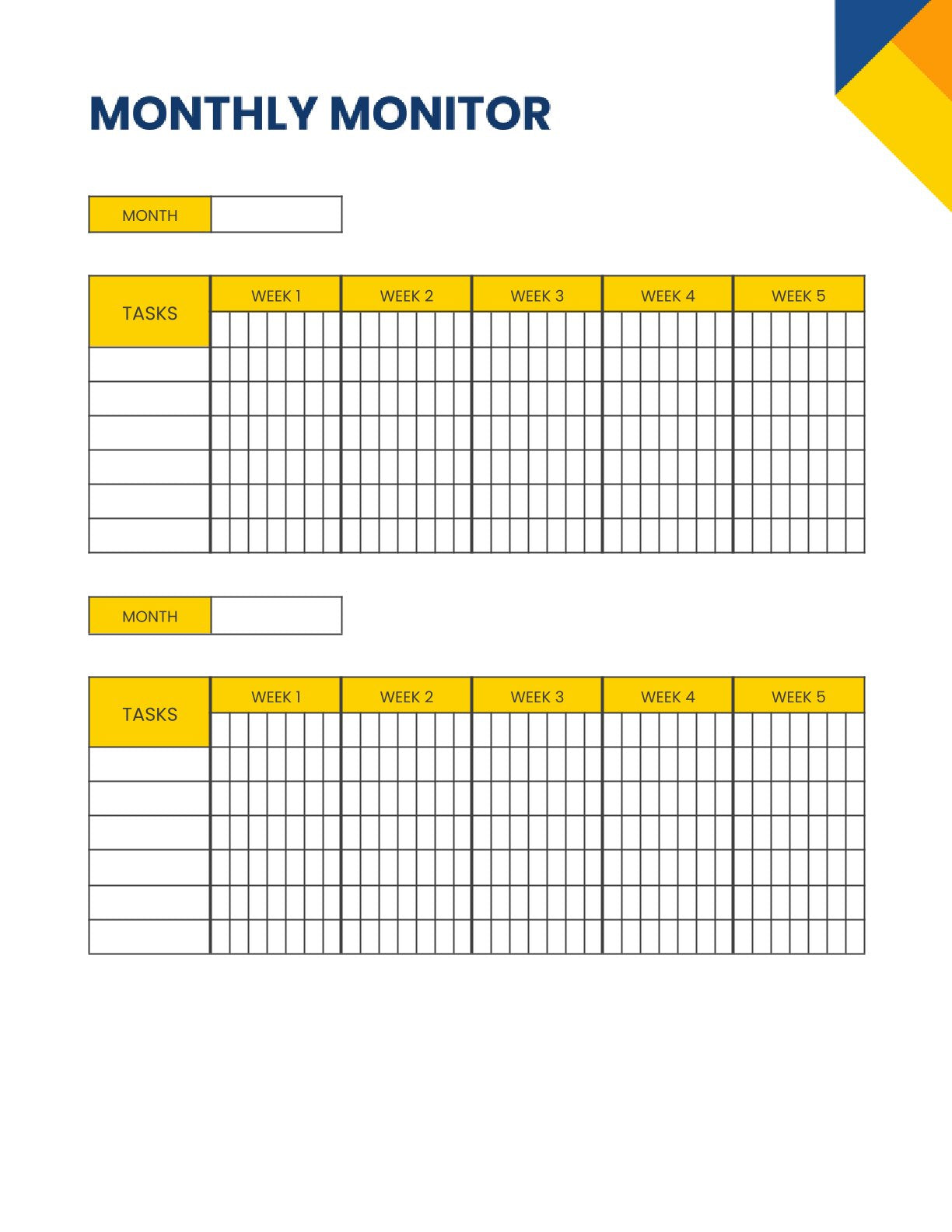 Free Sample Monthly Project Planner Template