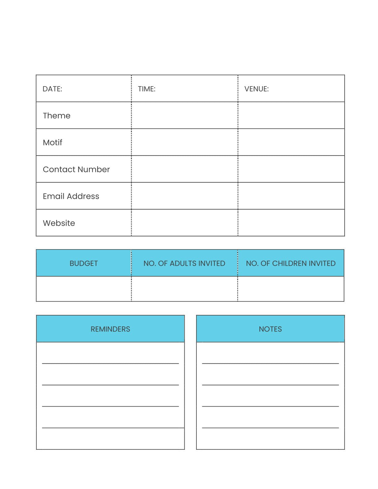 Free Kids Birthday Party Planner Template