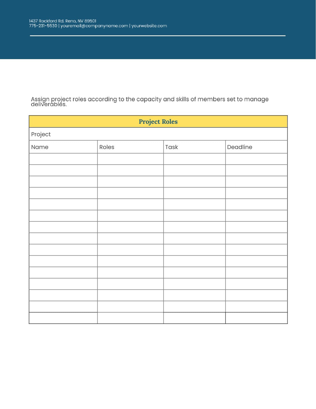 Free Project Planner Template