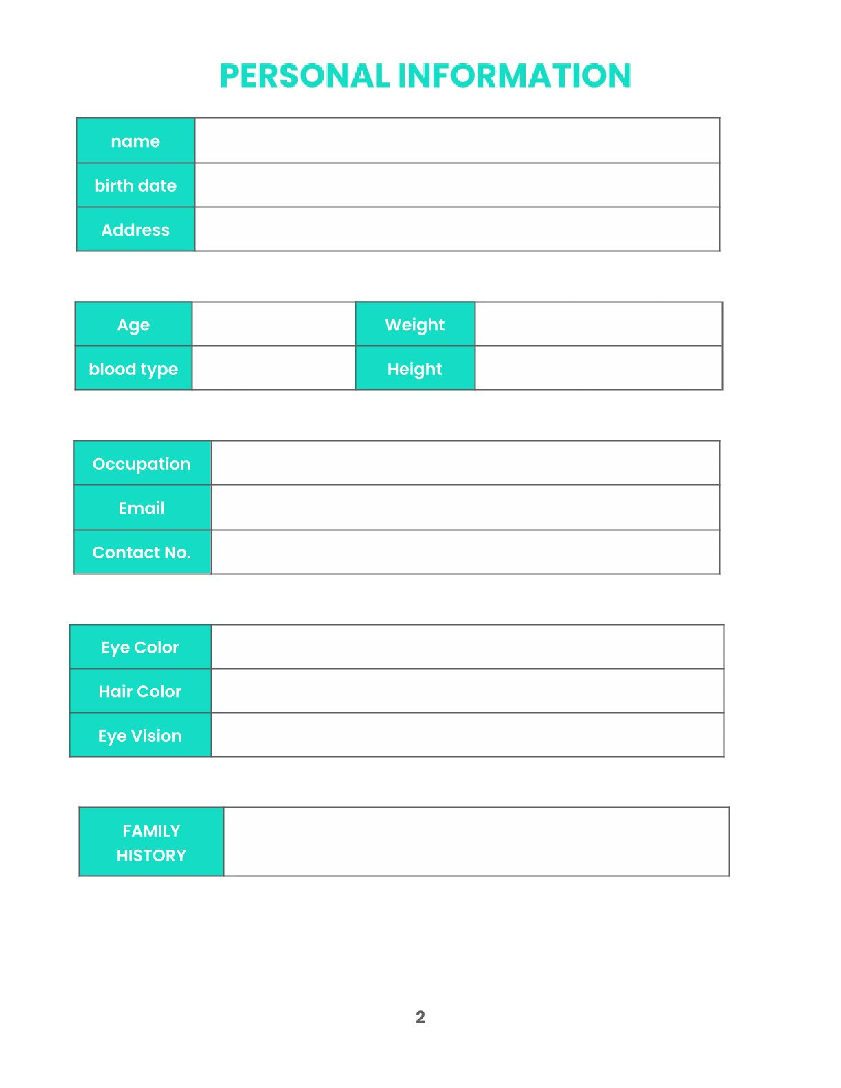 Free Monthly Health Planner Template