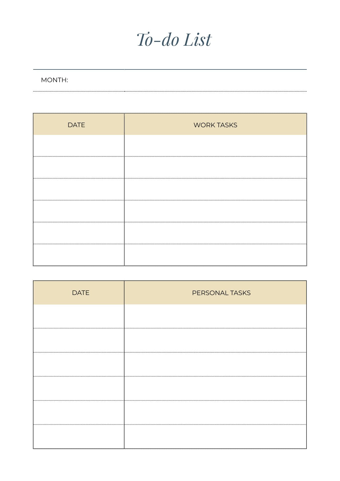 Free Basic Work Planner Template