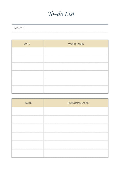 Free Basic Work Planner Template