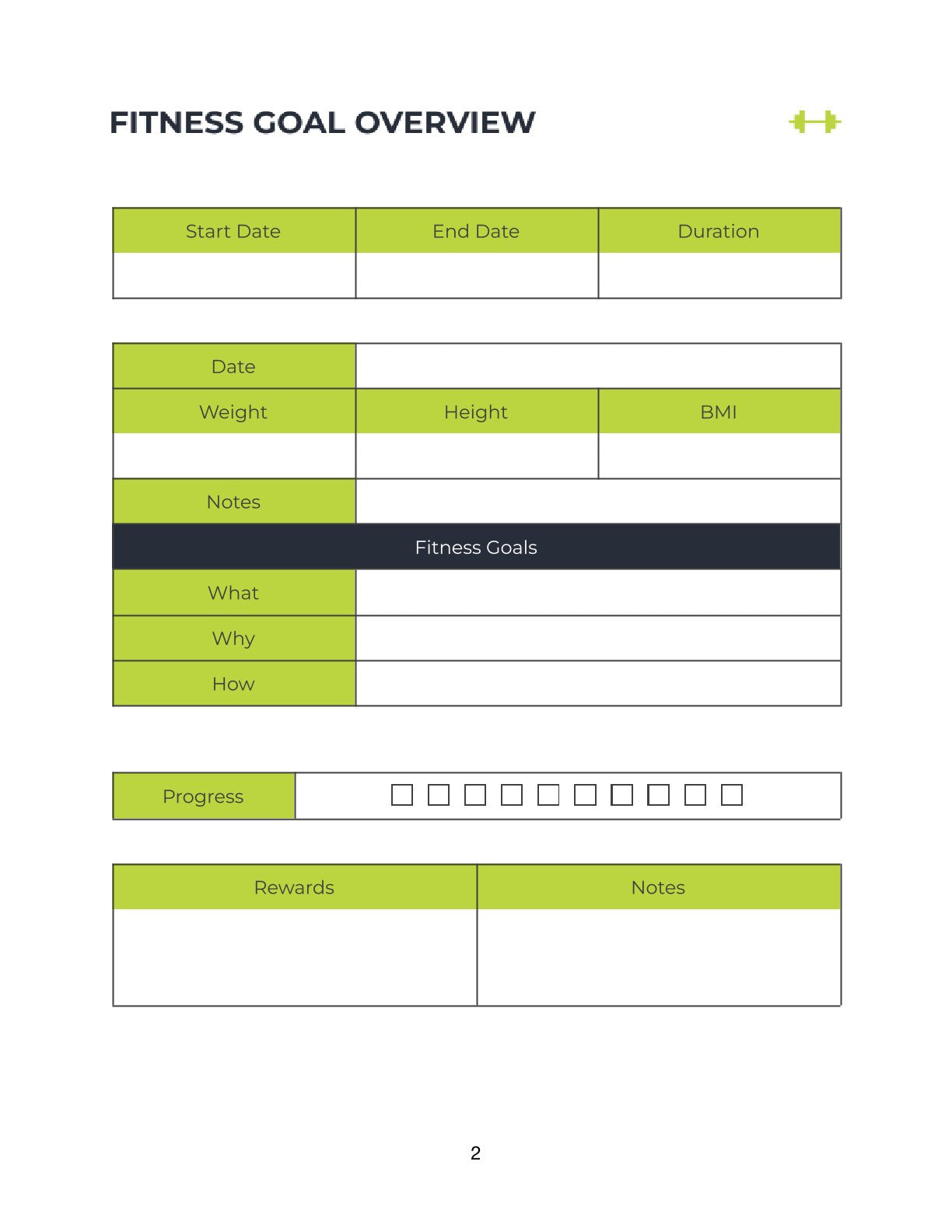 Free Fitness Training Planner Template