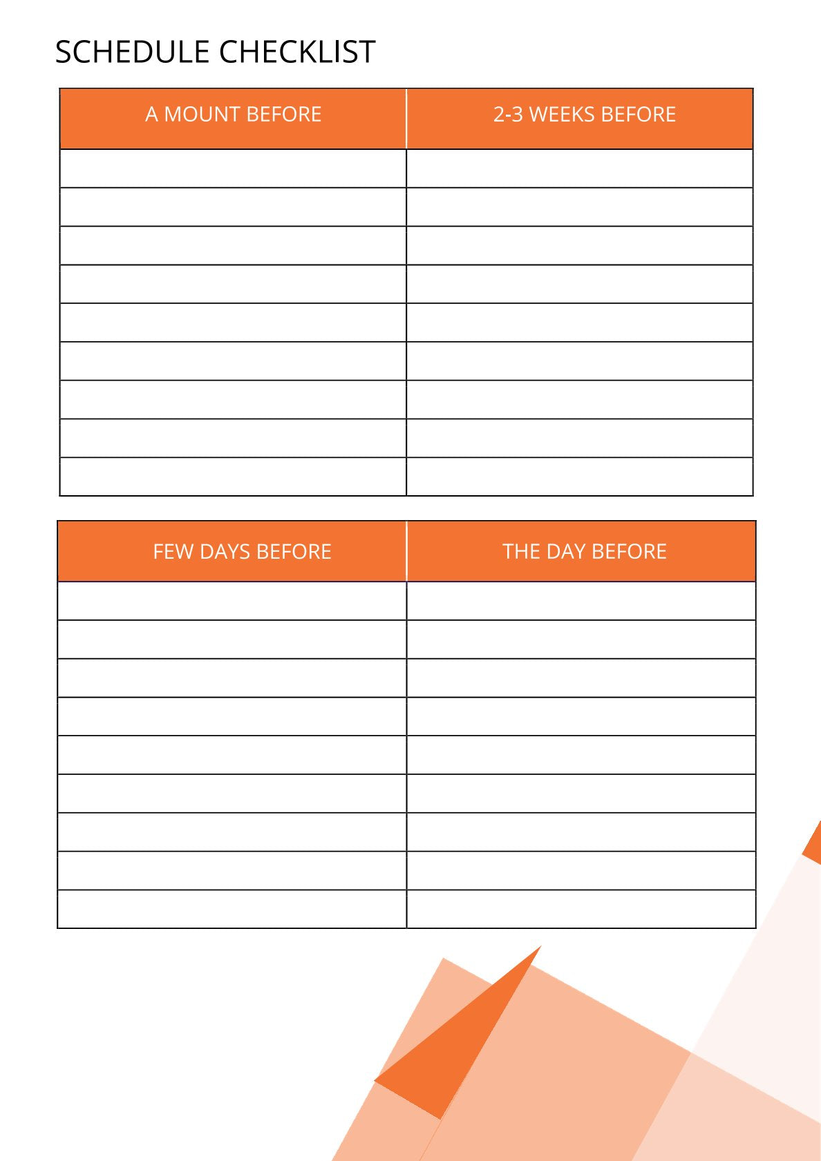 Free Event Schedule Planner Template