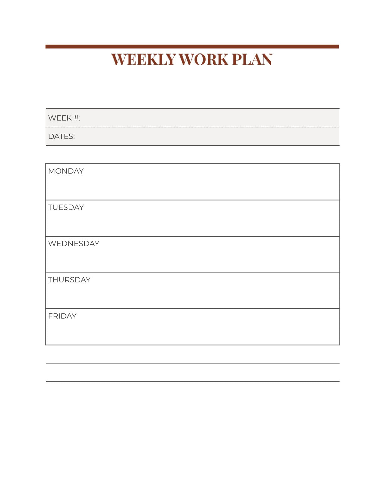 free Minimal Work Planner Template