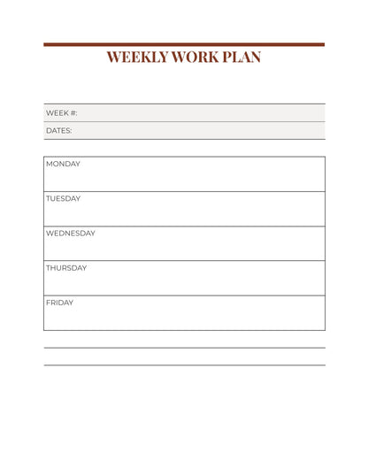 free Minimal Work Planner Template