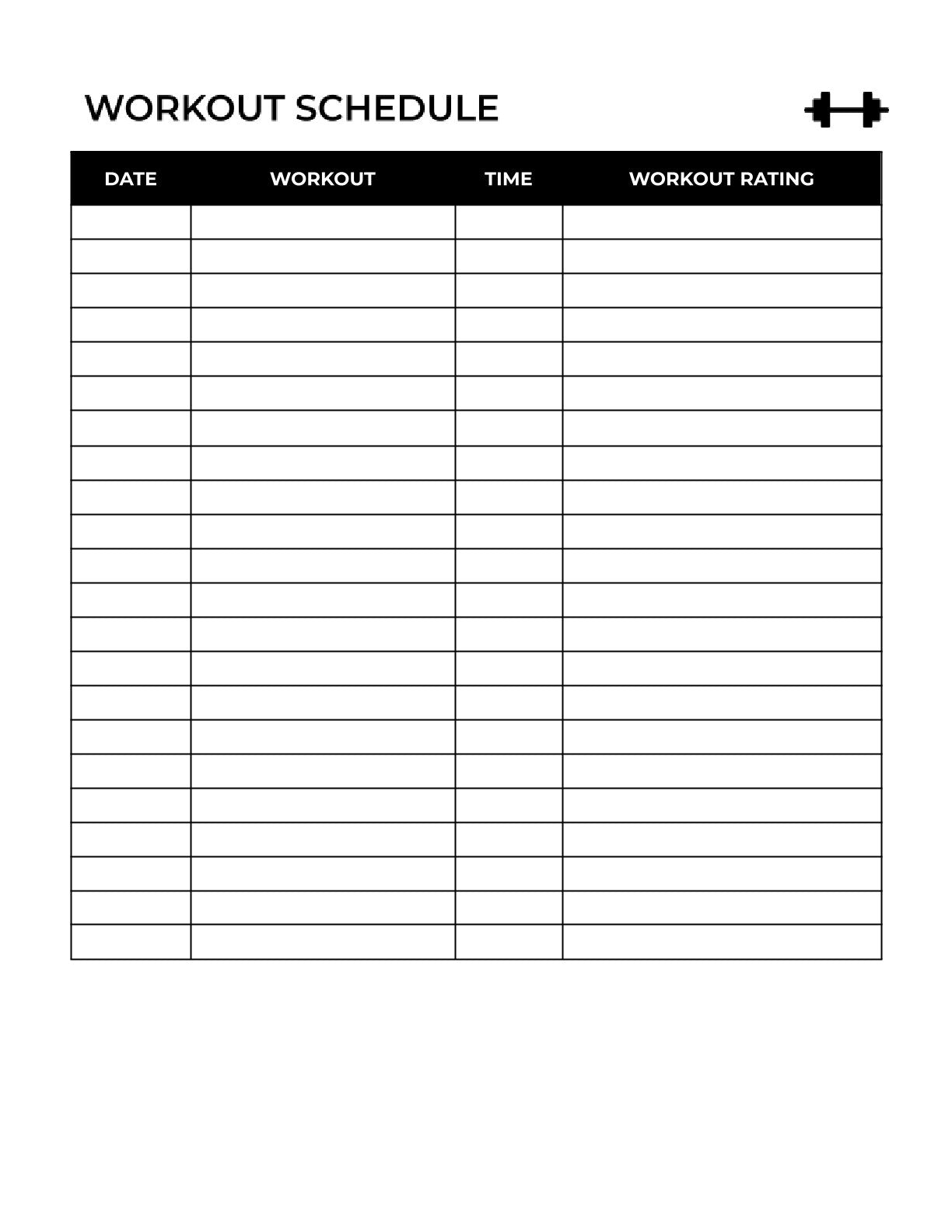 Free Minimalist Workout Planner Template