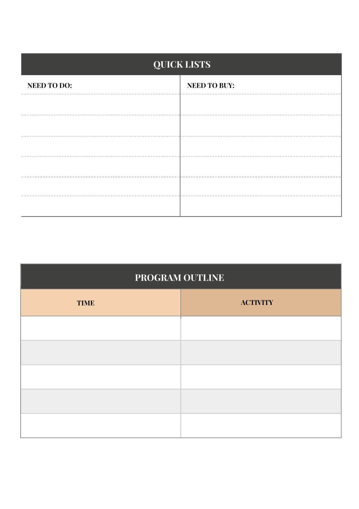 Free Gift Event Planner Template