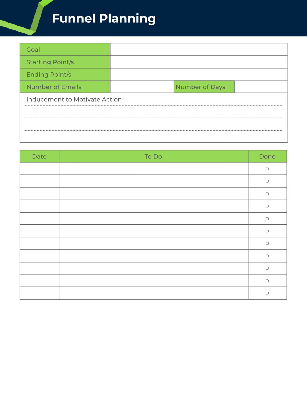 Free Sales Funnel Planner Template