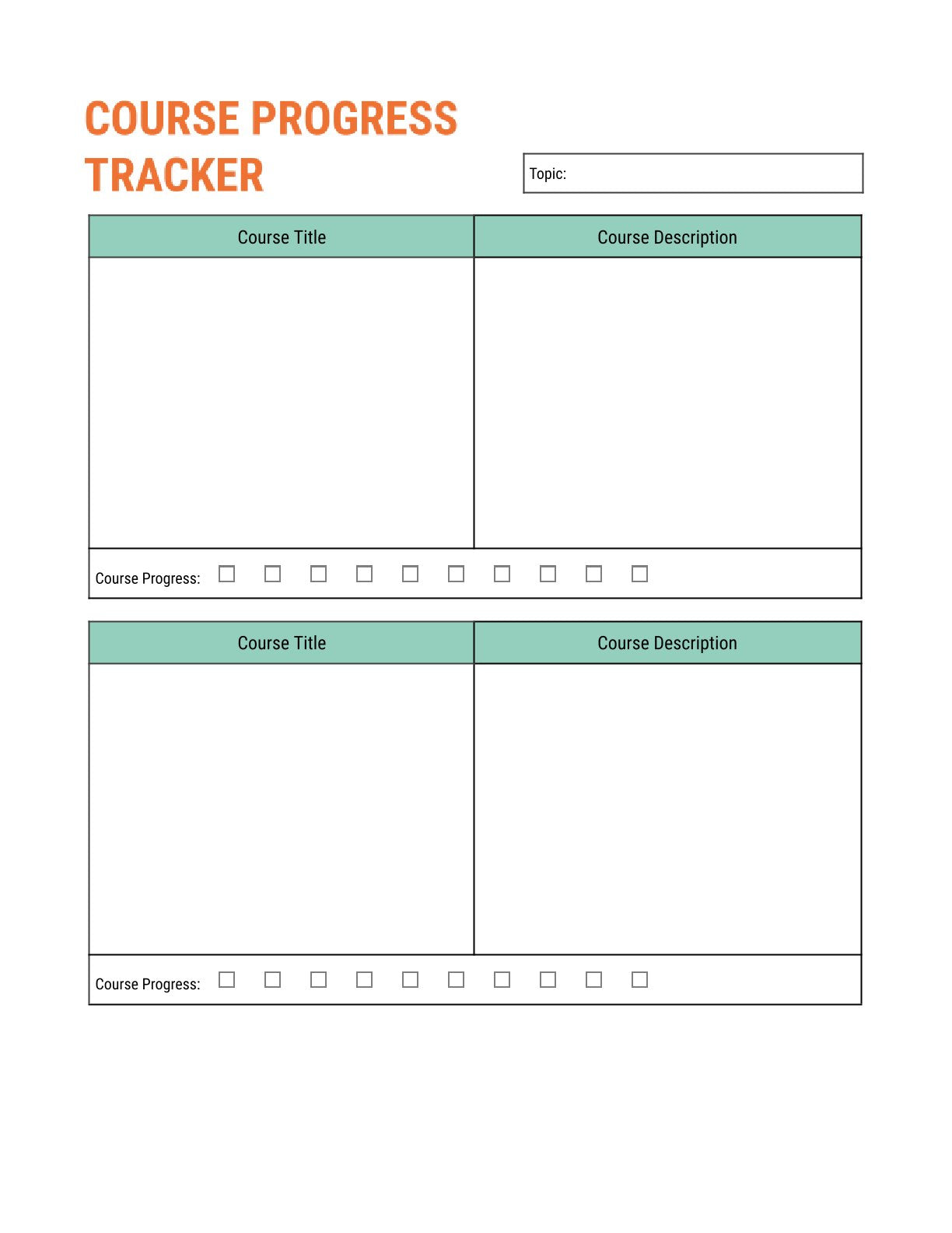 Free Training Course Planner Template