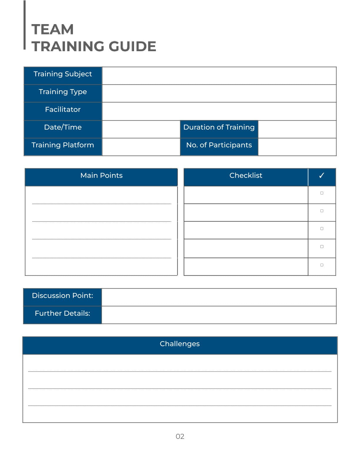 Free Team Training Planner Template