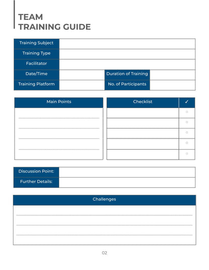 Free Team Training Planner Template