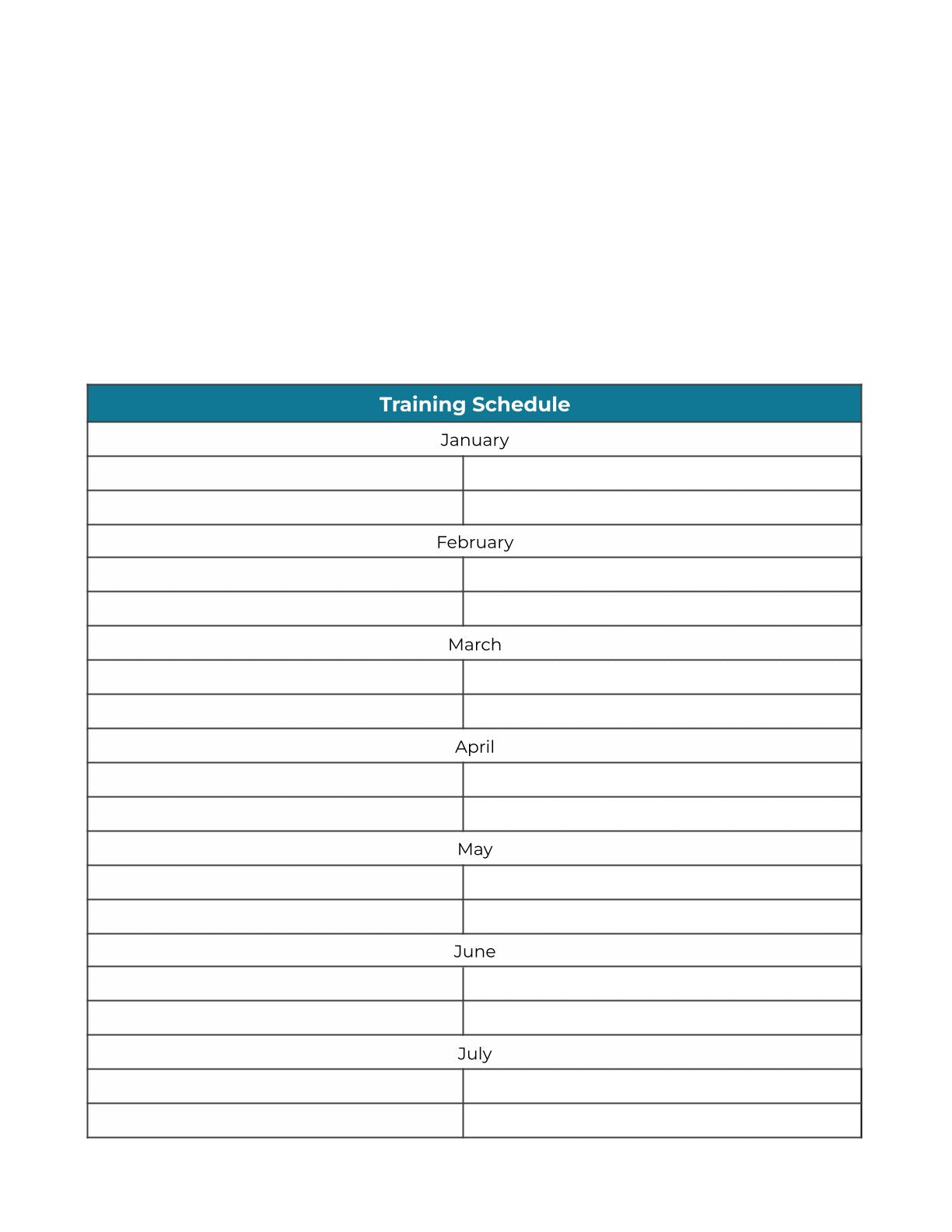 Free Basic Training Planner template