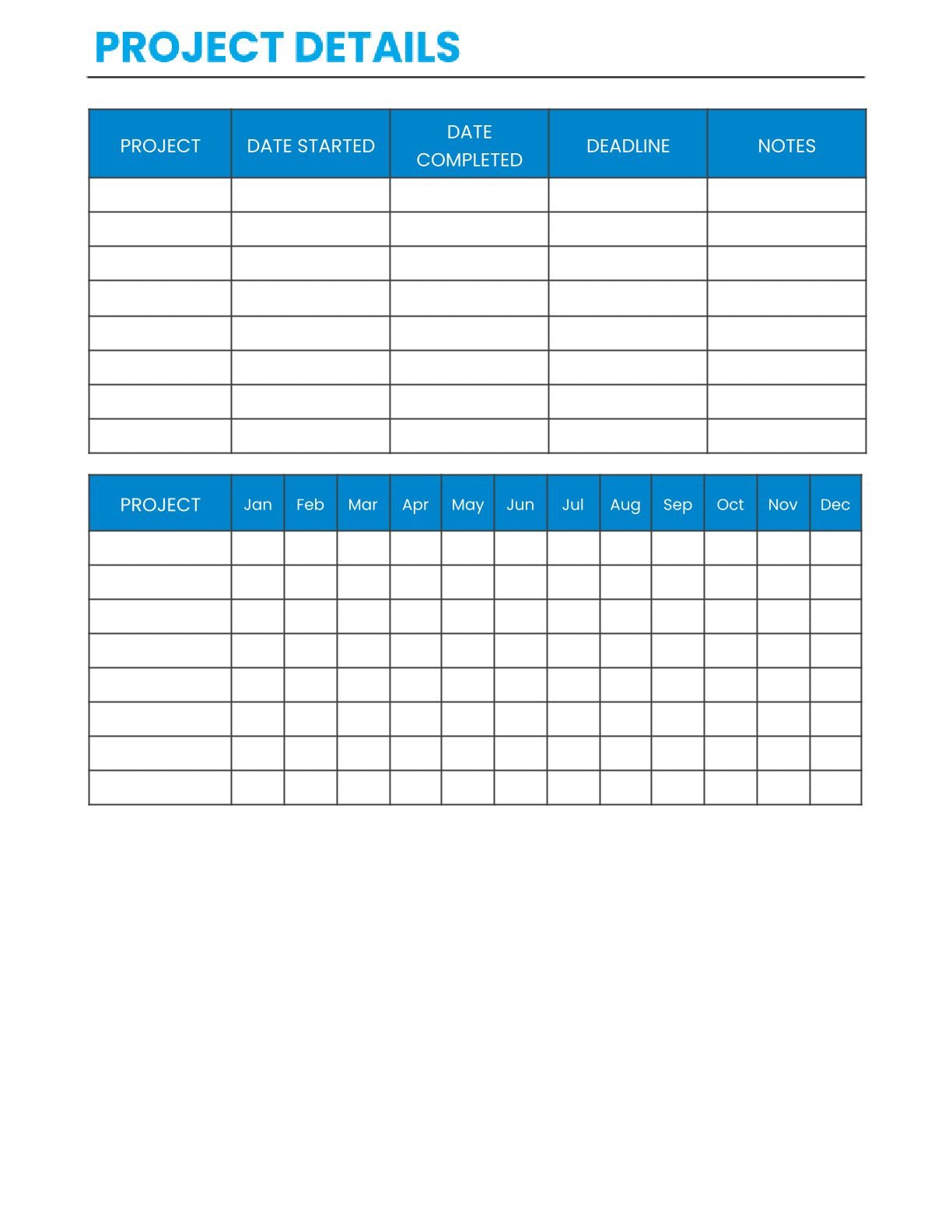 Free Project Management Planner Template