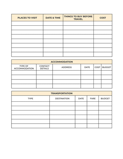 Free Vacation Itinerary Planner Template