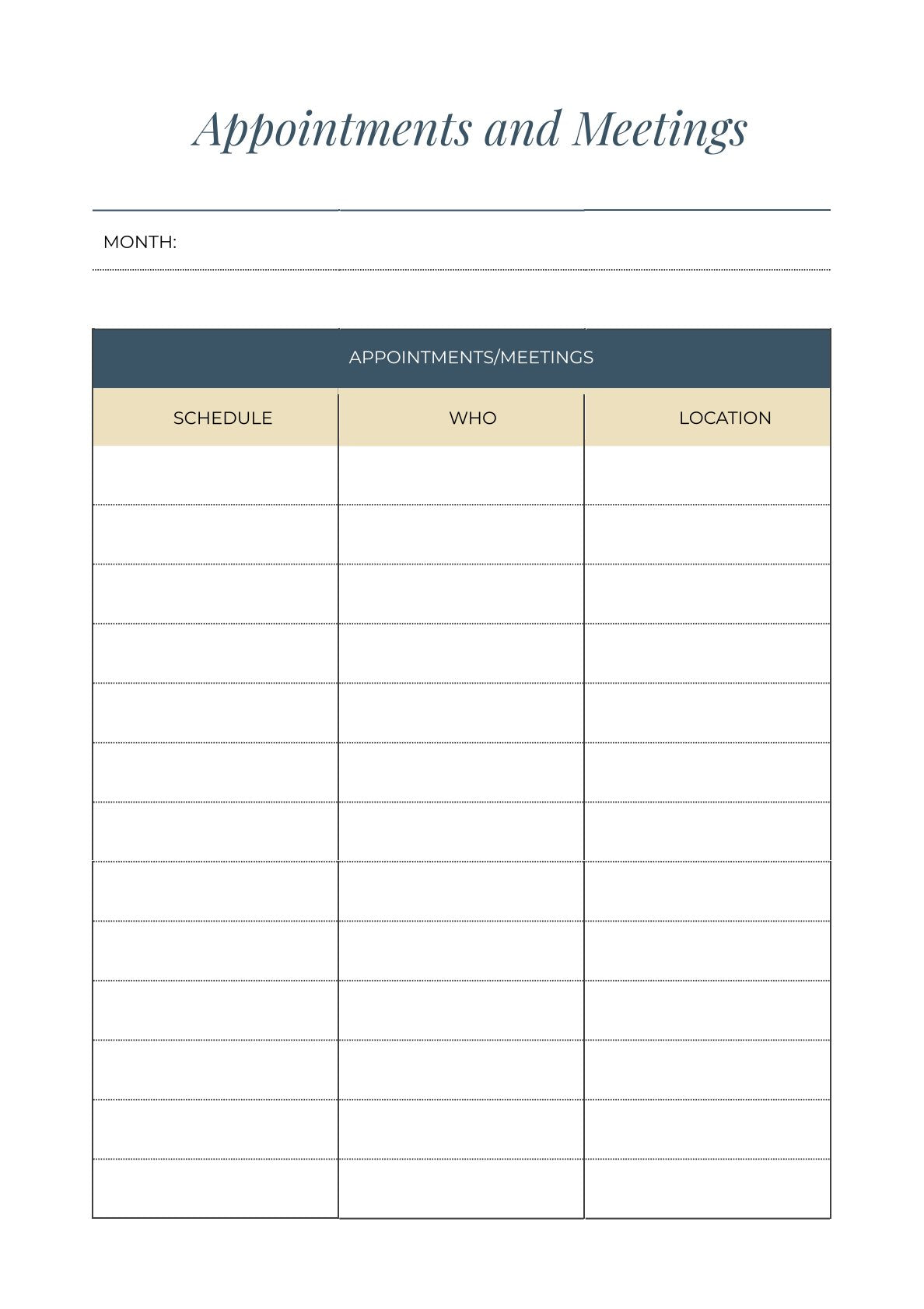 Free Basic Work Planner Template