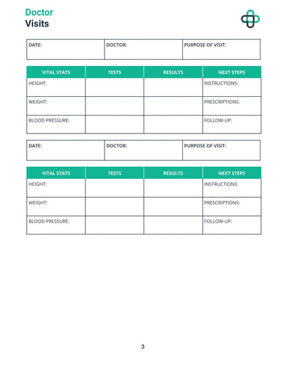 Free Medical Health Planner Template