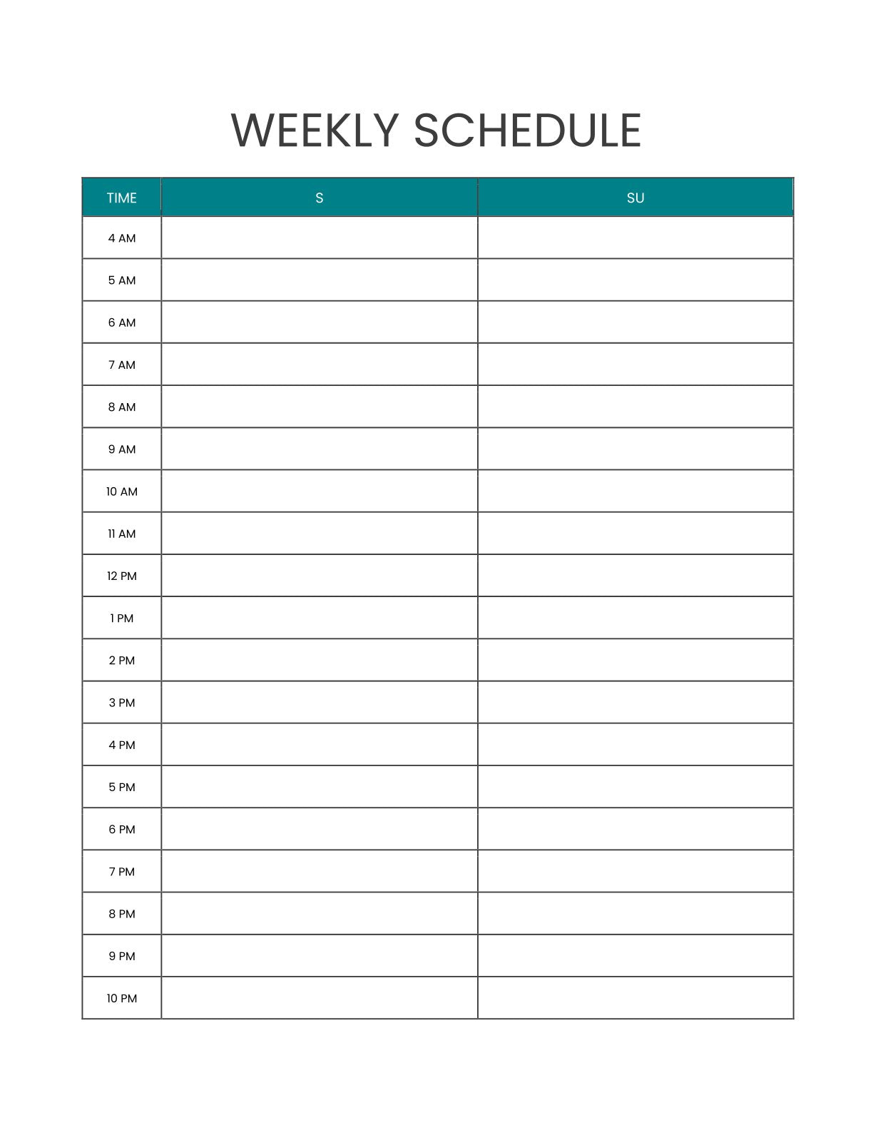 Free Hourly Schedule planner template