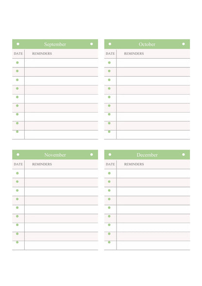 Free 12 Month Life Planner Template