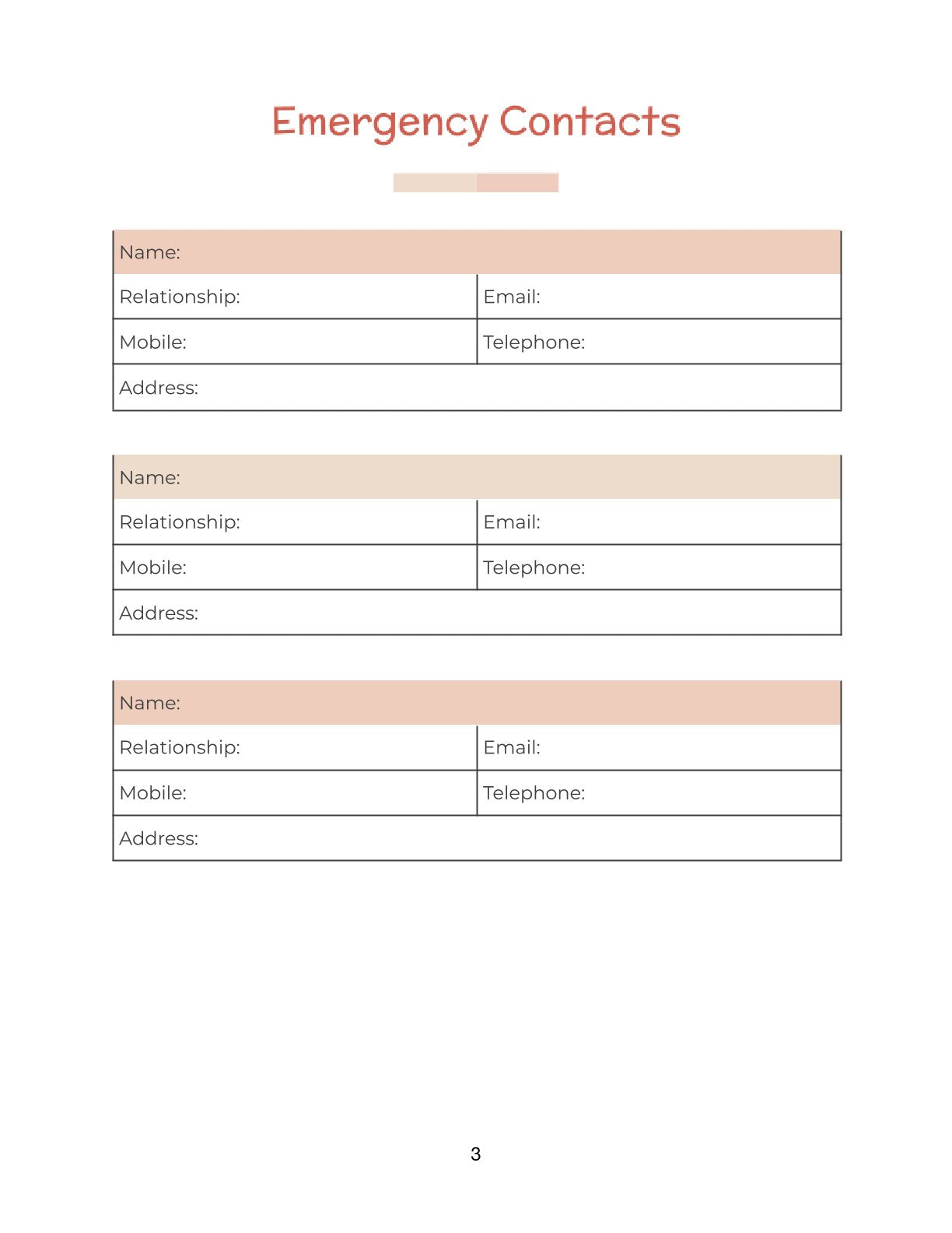 Free Personal Family Planner Template