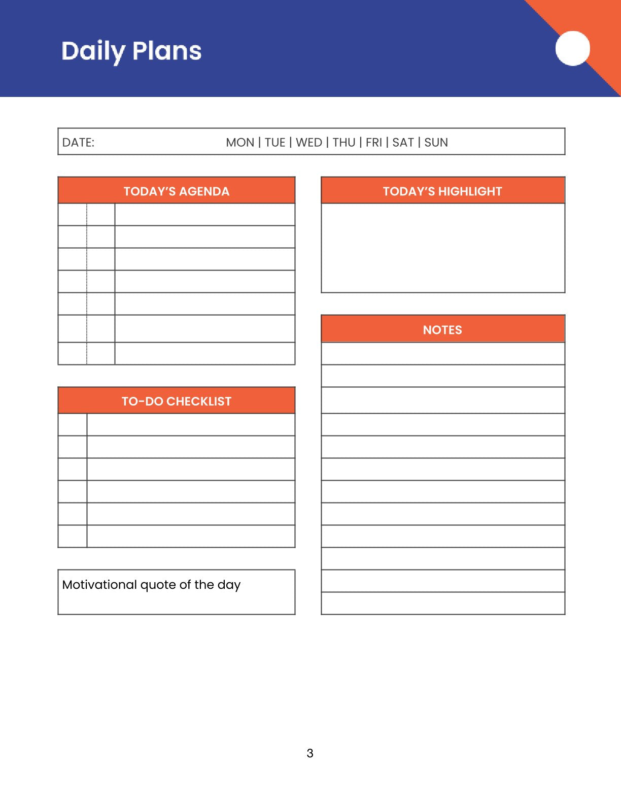 Free Modern Personal Planner Template