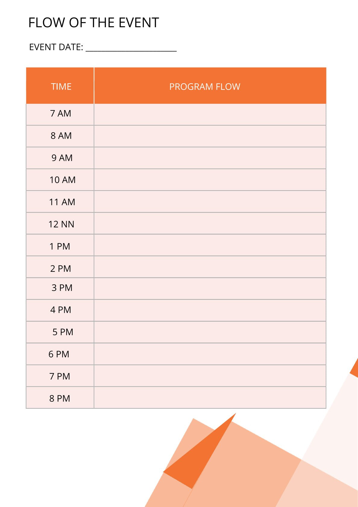 Free Event Schedule Planner Template