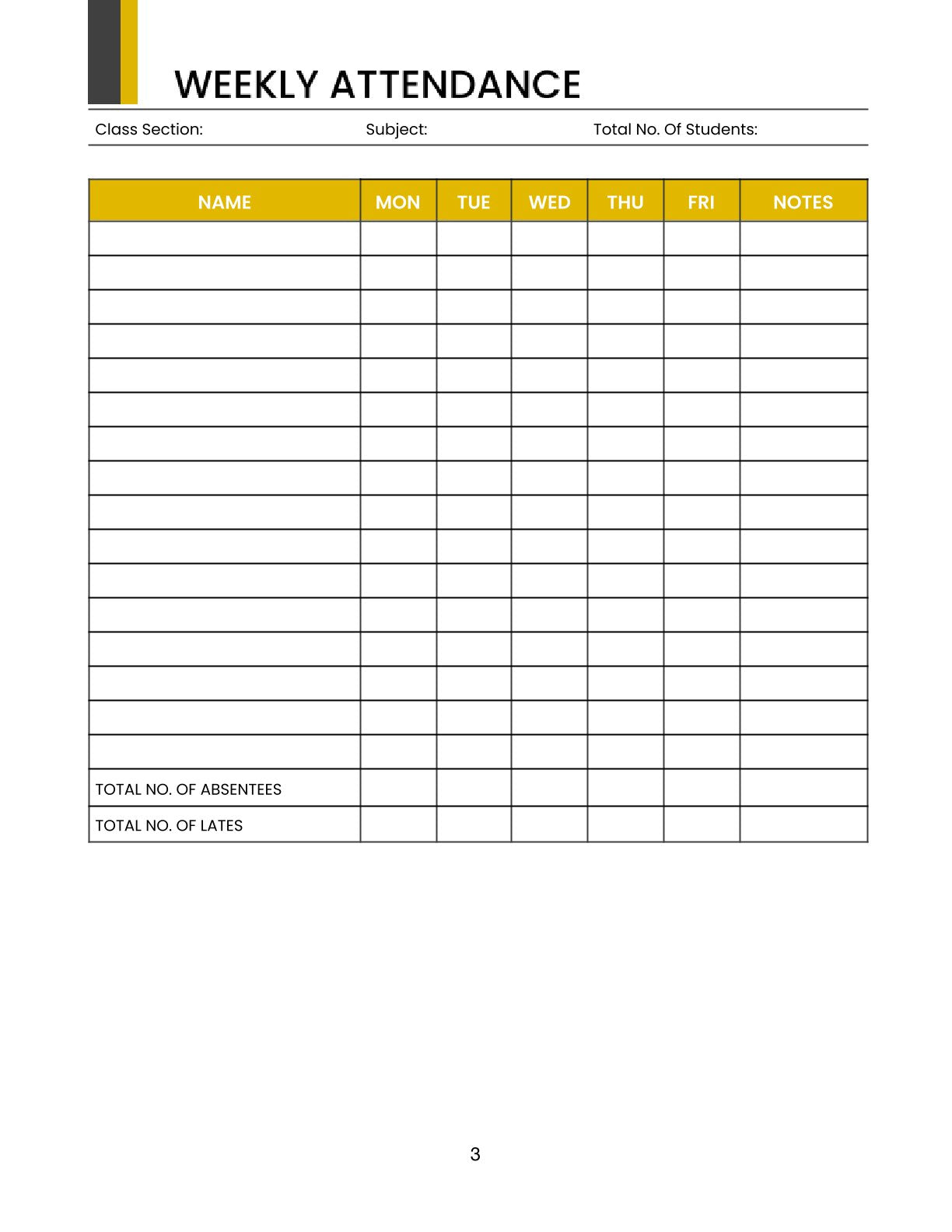 Free Monthly Teacher Planner Template