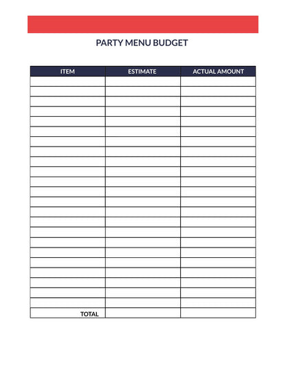 Free Party Menu Planner Template