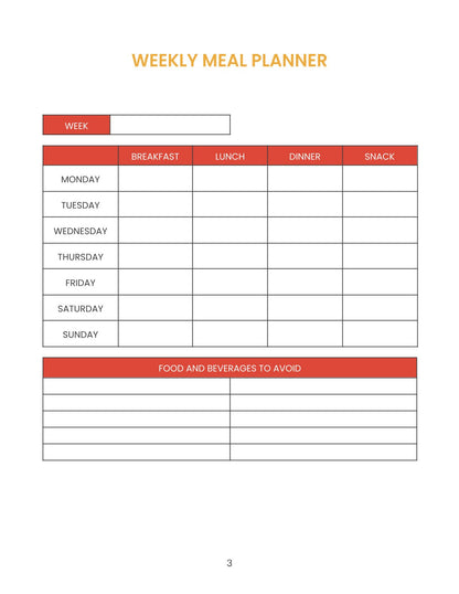 Free Weight Training Planner Template