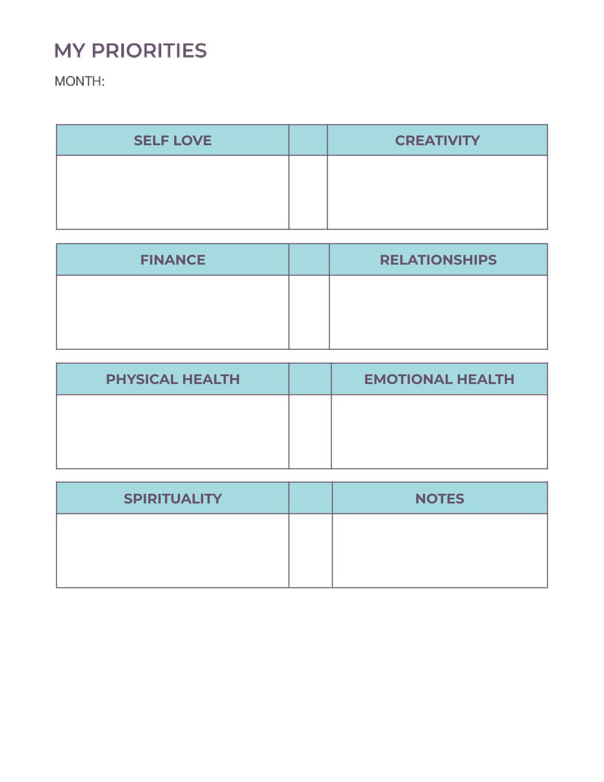 Free Life Balance Planner Template