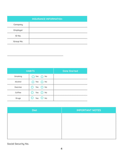 Free Medical Information Planner Template