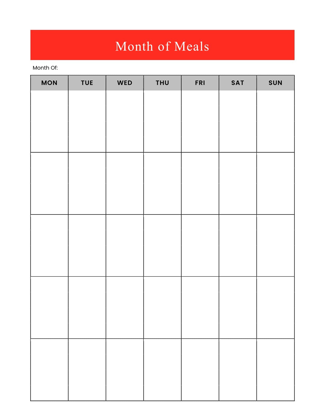 Free Meal Menu Planner Template