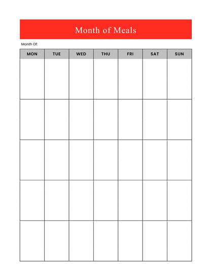 Free Meal Menu Planner Template