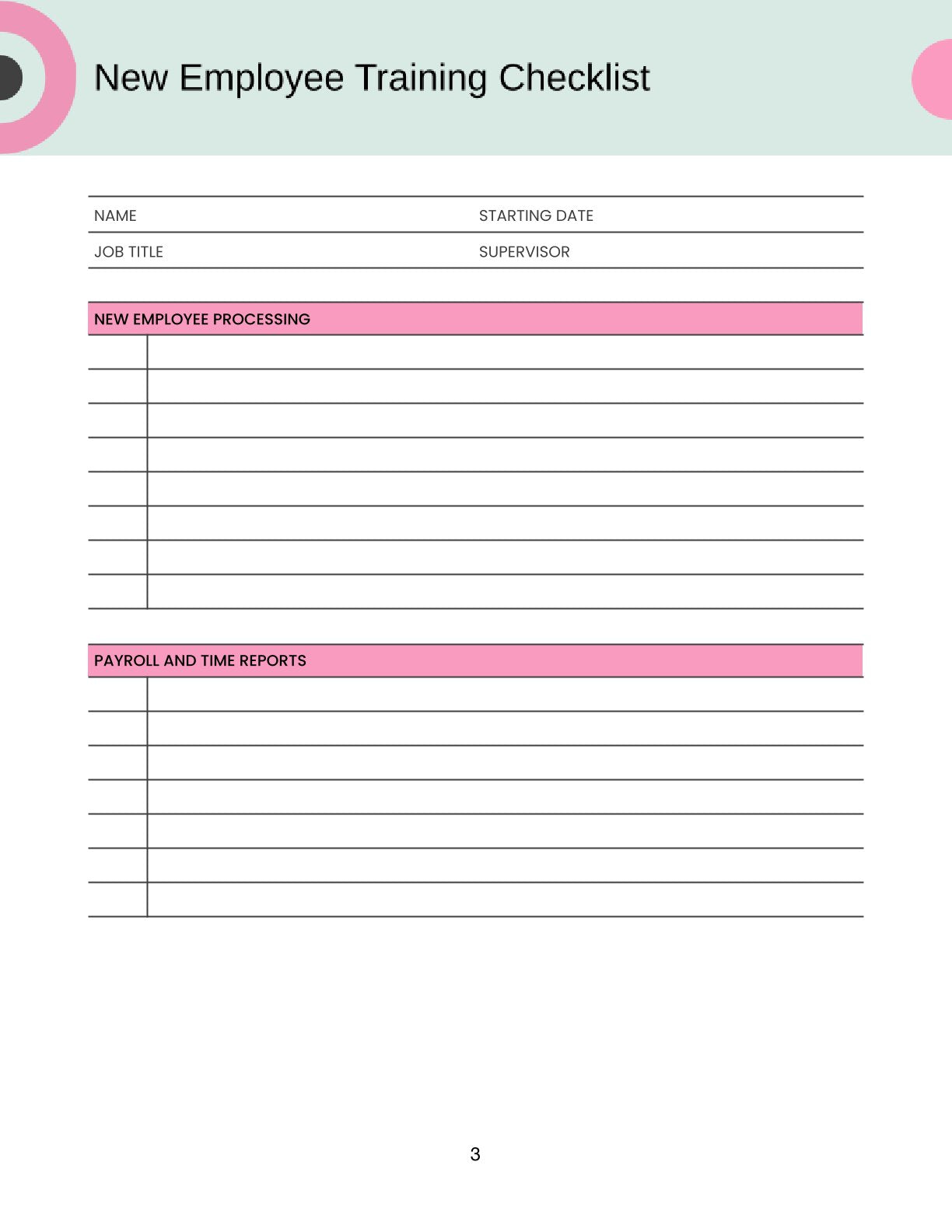 Free Employee Training Planner Template