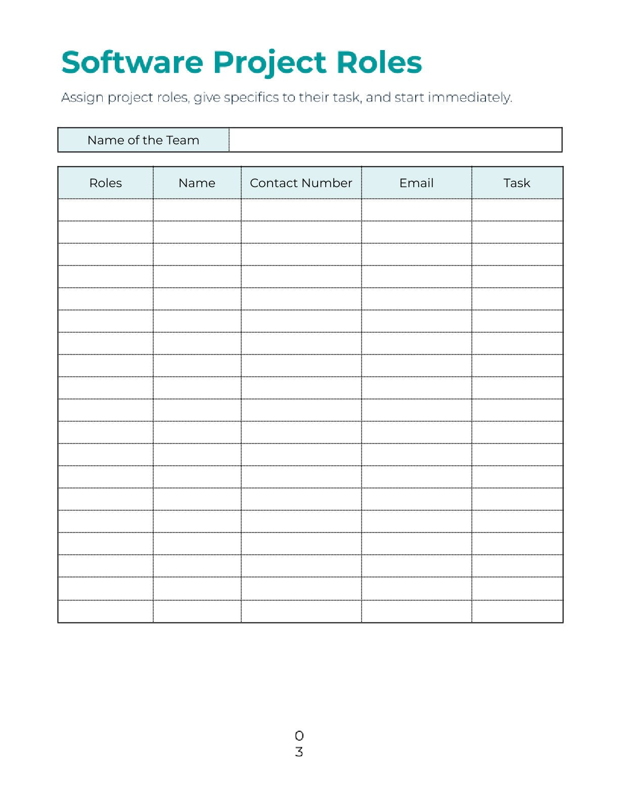 Free Software Project Planner Template